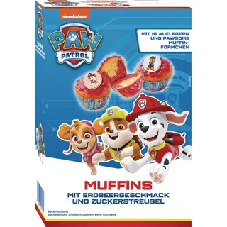 RUF x PAW Patrol Muffin Backmischung mit Erdbeer-Geschmack, für 12 Paw Patrol Muffins, inkl.16 Oblaten-Auflegern und PAWsome Muffin-Förmchen, 1 x 394g