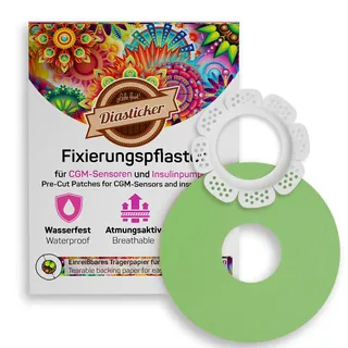 Diasticker® | Freestyle Libre 2 - Sensoreinfassung "LibreProtect" (Weiß) inkl. 10 Pflaster (Grün) | Flexibel - Maximaler Halt - Wasserfest | Vereinfacht Pflasterwechsel, Tape-Fixierung