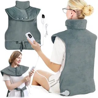 HYOJCWU Heizkissen für Rücken Schulter Nacken 60x100cm Wärmekissen mit Abschaltautomatik,Schnelle Erwärmung,Rückenwärmer Heizdecke 6 Heizstufen,4 Zeitschaltuhren, Flanellmaterial,Waschbar