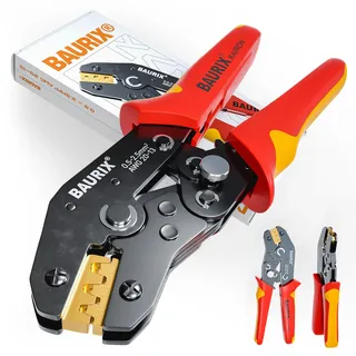 BAURIX® Crimpzange I Krimpzange für 0,50-2,50 mm2 Steckverbinder I Crimpzange einzeln I Crimp Zange I Flachsteckhülsenzange I Crimpwerkzeug