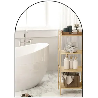 Homcom Badspiegel 50 x 70 cm Spiegel mit Splitterschutzfolie, Badezimmerspiegel mit Aluminium-Rahmen, Wandspiegel für Badezimmer, Schlafzimmer, Schwarz