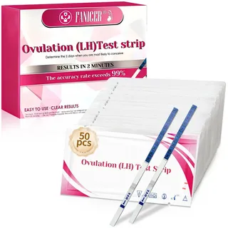 50 Stück Ovulationstest, Eisprung Test Kit mit LH Nachweis, Fruchtbarkeitstest für Frauen, Zuverlässige Fruchtbarkeit Überwachung Und Zyklus, Mit optimaler Sensitivität, Für den Gebrauch zu Hause