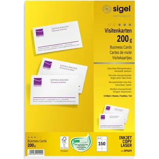 Sigel Visitenkarten microperforiert 85 x 55 mm hochweiß, 150 Stück