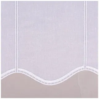 SCHÖNER LEBEN. Meterware Scheibengardine nähfrei Stickerei Leinenlook weiß 60cm, leicht perforiert, Stickerei/Stickstoff, bestickt, pflegeleicht weiß