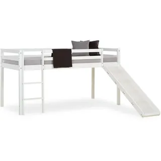 Homestyle4u Hochbett mit Rutsche weiß