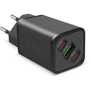 SBS Mehrport-Ladegerät 100W, 2 USB-C-Anschlüsse, 1 USB-A-Anschluss, GaN, Power Delivery, kompakt, ideal für Android-Smartphones, iPhone, Tablets, MacBook, Laptops