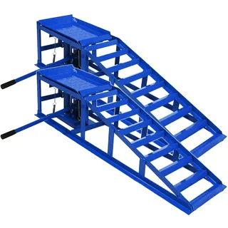 Helo24 Auffahrrampe hydraulisch höhenverstellbar PKW 2x blau Tragkraft 2t pro Stück