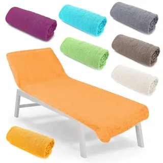 heimtexland ® Liegestuhlauflage Frottier Schonbezug Liege Strand Schwimmbad Sauna Hygiene Handtuch Frottee Typ772 Orange