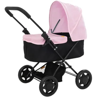 HTI Joie Kinderwagen mit abnehmbarer Schürze und verstellbarer Kapuze Leichtes zusammenklappbares Reisesystem in Schwarz und Pink | Aufbewahrungssystem für Kinder ab 3 Jahren