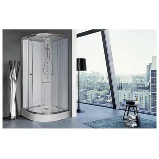 Evenes Komplettdusche Shower Viertelkreis 900 x 900 x 2110 mm R=550 Thermotatmischer + Hand-/Kopf-/Seitenbrause - 93 979 77