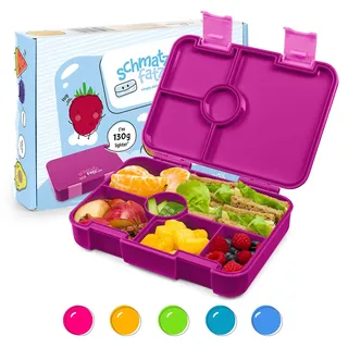 schmatzfatz BPA-Freie Lunchbox Kinder, Bento Box Kinder, Brotbox für Mädchen & Jungen, Snackbox, Perfekt für Schule, Kindergarten & Ausflüge (Lila)
