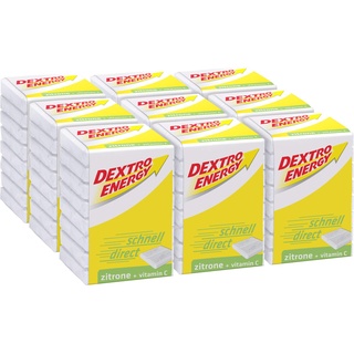 Dextro Energy Traubenzucker Vitamine C mit Zitronengeschmack | 9 Packungen (9 x 46g) mit je 8 Traubenzucker Würfel | Ideales Vitamin C Bonbon