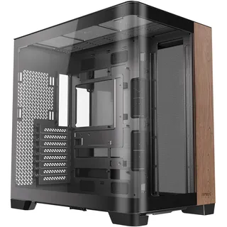 Antec C8 Curve Wood, Lüfter Nicht im Lieferumfang enthalten, Holz-Frontplatte, Super-Weitwinkel-Einzel-gebogenes Glas, Doppelkammer-Layout, Typ-C, 360 mm Heizkörperunterstützung, RTX 40 kompatibel,