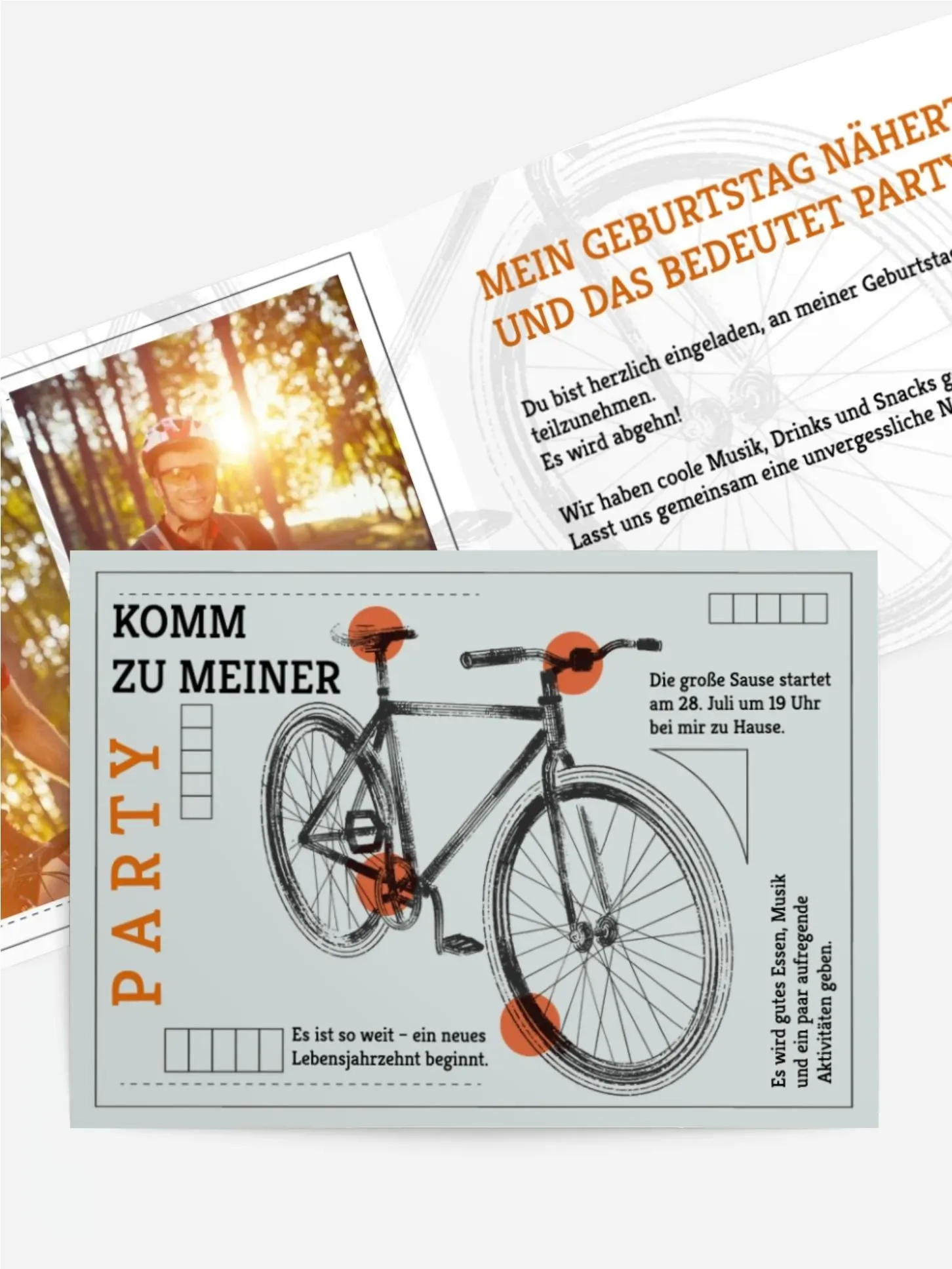 Einladungen zum Geburtstag  selbst gestalten mit Spruch und Fotos im Onlinedesigner bei Meine-Kartenmanufaktur.de