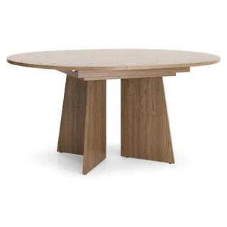 Runder Esstisch ELENA ausziehbar 120-160 cm Eiche Japandi Design - Braun