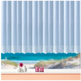 WECKBRODT Gardine Duisburg, Kräuselband (1 St), transparent, Voile, echte Stickerei, Voile, transparent, Bordüre, Kante, gebogt, Store weiß 300 cm x 245 cm