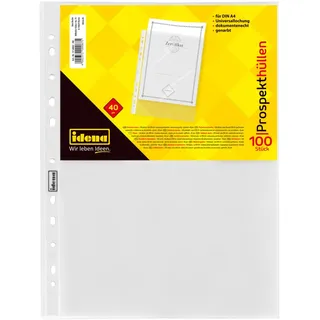 IDENA 376002 - Prospekthülle DIN A4 Format, genarbt, 40μ, 100 Stück
