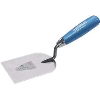 Haromac Stukkateurspachtel, Made in Germany, 60 mm, gehärtet und geschliffen, Rostfrei, Edelstahl, Holzgriff in blau,Gipserspachtel, Gipserkelle