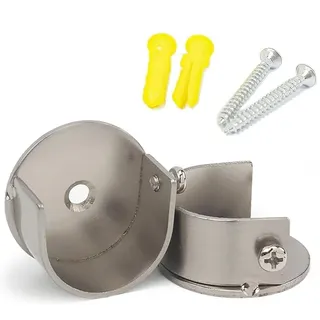 Yerleomit 2 Stück Vorhangstangenhalter Gardinenstangen Halterung Gardinenstange Halter, 28mm Metall Gardinenstange Halterung Wandhalterung Rundrohr Halterung Vorhangschienen Silber