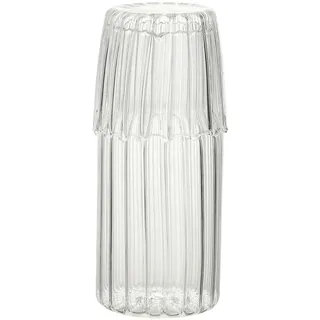 INIFLM Nachttisch-Wasserkaraffe mit Trinkglas, Nachtwasserkaraffe mit Glas, Mundwasser-Dekanter-Badezimmer-Set, Eleganter Krug und Passender Trinkbecher(Weiß)