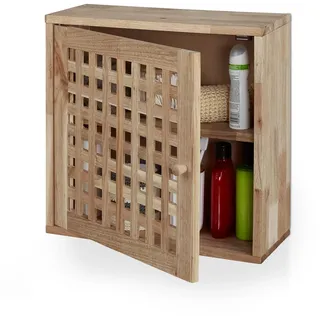 Relaxdays Wandschrank, Walnuss, 2 Fächer, Magnetverschluss, Hängeschrank Badezimmer, Küche, HBT: 42 x 42 x 18 cm, natur