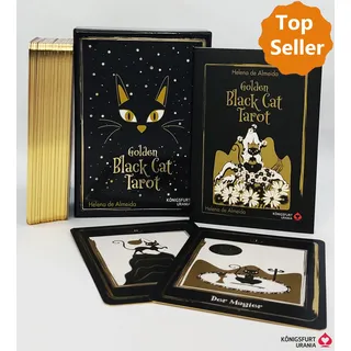 Königsfurt-Urania Golden Black Cat Tarot - Hochwertige Stülpdeckelschachtel mit Goldfolie