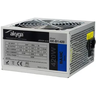 Akyga AK-B1-400 Netzteil 400W, 120mm leiser Lüfter grau