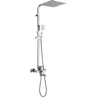 klarwerk KLARWERK® LANA | Duscharmatur Set mit Regendusche & Handbrause Silber Edelstahl | Design Dusche Mischbatterie| Premium Duschsäule Duschsystem komplett