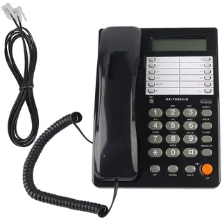 Schnurgebundenes Telefon mit Anrufbeantworter, Festnetztelefon Kaufen mit elastischem Kabel Wand Tischtelefon DTMF/FSK für Zuhause Hotel Büro
