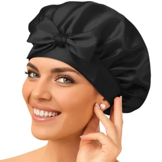 GOLDEN STAR BEAUTY Seidenhaube zum Schlafen – Schlafhaube aus 100% Maulbeerseide, atmungsaktive und anpassbare Schlafmütze, Silk Bonnet, Haarhaube für die Nacht mit elastischem Band