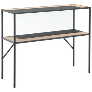 Mid.you Konsolentisch, Natur, Schwarz, Holz, Metall, Holzwerkstoff, Tanne, furniert, Flachrohr, 100x79x35 cm, Wohnzimmer, Wohnzimmertische, Konsolentische