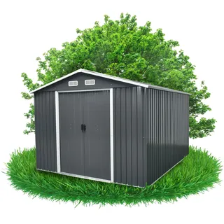 Grindi - Gerätehaus Metall Sorbus III - Gartenhütte - Gartenhaus - Geräteschuppen 238x301x214 cm Schiebetür - Garten Schrank - Fahrradgarage - Shelter - Gartengerätehaus - Tiny House
