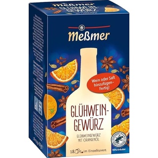 Meßmer Glühweingewürz | Für Wein oder Saft | 18 Teebeutel | Glutenfrei | Laktosefrei | Vegan