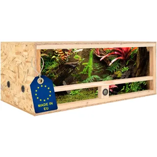 ITA Holz Terrarium 100x50x40 cm mit Seitenbelüftung & Integriertem Hygrometer - Holzterrarium aus OSB-3 Platten - Terrarien für Reptilien, Schlangen, Amphibien - EU Produkt, FSC Zertifiziert