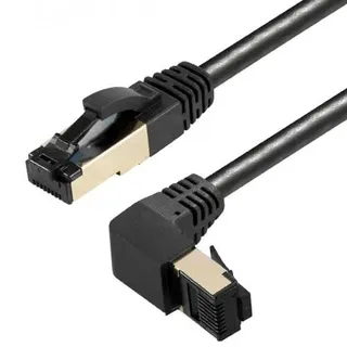 AC-Sat-Corner Fritz!Box LAN Kabel RJ45 Netzwerkkabel Anschlusskabel CAT 8.1 schwarz Silber nach unten gewinkelt für FRITZ!Box 7690 1 Meter
