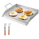 VEVOR Flache Grillplatte Grillpfanne Edelstahl BBQ Kochgeschirr 448x370mm