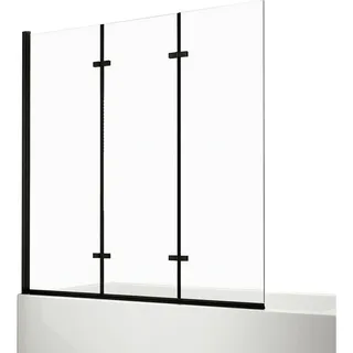 EMKE Emke, - Duschwand für Badewanne Mattschwarzer Badewannenfaltwand 3-teilig Faltbar, 130x140cm Badewannen-Duschwand 6mm nano-glas