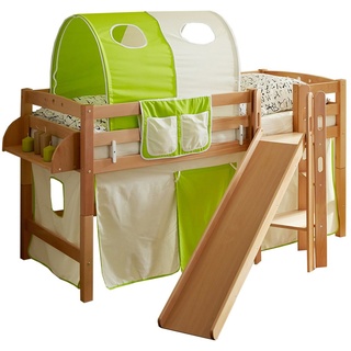 90 x 200 cm Buche massiv natur beige-grün