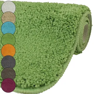 DILUMA | Badematte Rund Ø 60 cm Grün | Badteppich | Flauschiger Hochflor, Weich, rutschfest, Saugstark