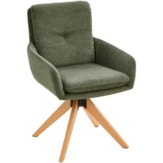 Livetastic Armlehnstuhl, Olivgrün, Holz, Metall, Textil, Eiche, massiv, Füllung: Schaumstoff, konisch, 59x91x64 cm, Esszimmer, Stühle, Esszimmerstühle, Armlehnenstühle