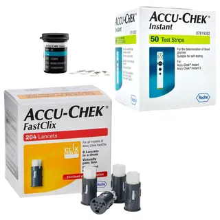 Accu Chek FastClix Lanzetten + Accu Chek Sofortteststreifen, vorinstallierte 204 Lanzettenpackung + 50 Teststreifen, Sparpaket MG Living