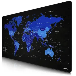 Titanwolf Gaming Mauspad, XXXL Speed Mousepad 1200 x 600 mm, Geschwindigkeit & Präzision, Weltkarte blau