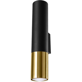 ETC Shop Wandleuchte, Stahl, schwarz, gold, 2 flammig, H 30cm