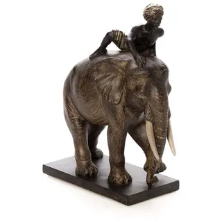 Aubaho Dekoobjekt Skulptur Elefant mit Reiter antik Stil Figur Indien Orient Afrika