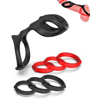 LONGHU4 Penisring 7 pcs Penis Ring Silikon Cockring Hodenring Potenzsteigerung Sextoy Genussvolles Vergnügen mit Komfort und Stil für Paar Set passend Erektion Erotik Zeitverzögerung des Orgasmus