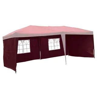 Linder Exclusiv GmbH Pavillonseitenteil 2x Seitenteil Seitenwand für Pavillon Paltpavillon Seitenteile, 300x200 cm, 1 Seitenteil mit Fenster, 1 Seitenteil geschlossen, Gartenzelt Seitenwände wasserabweisend rot