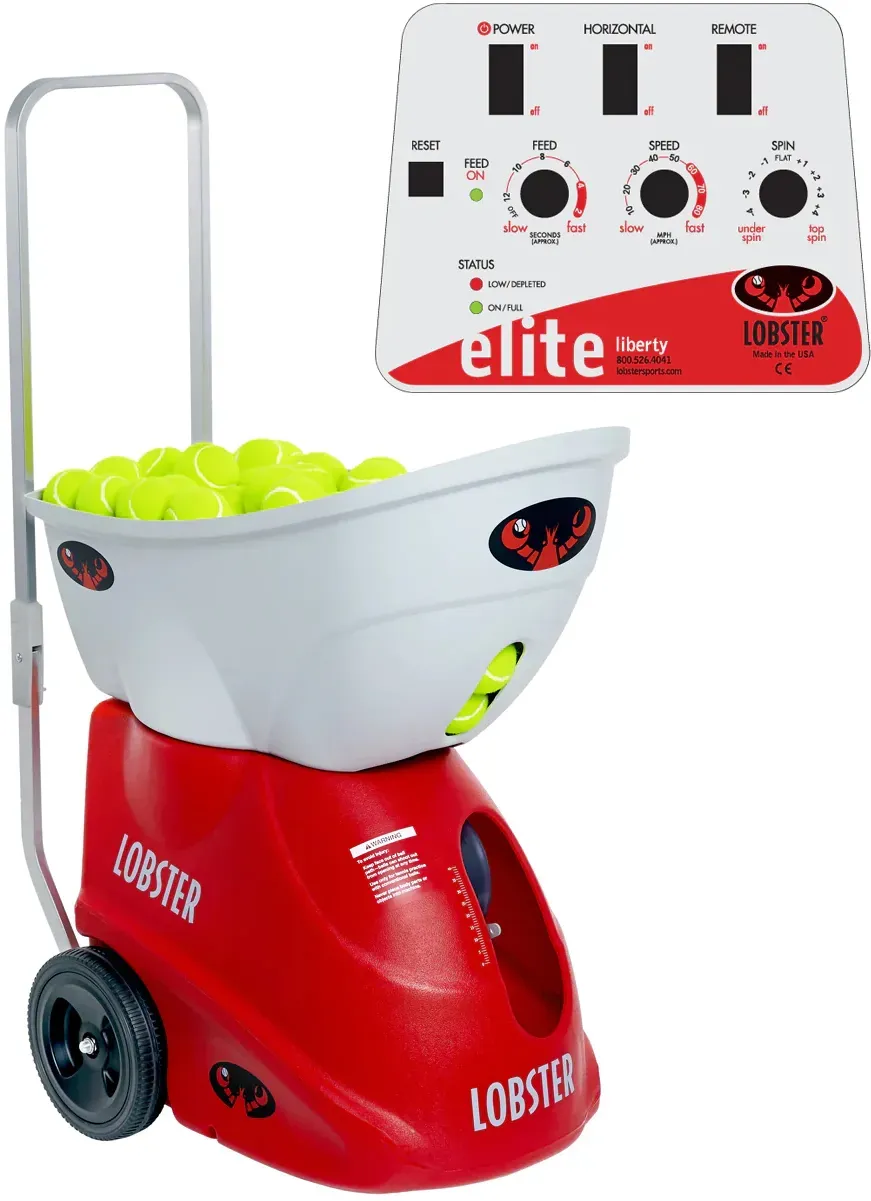 Ballmaschine Lobster "Elite Liberty" mit Fernbedienung, Ballwurfmaschine mit Batterie und Ladegerät