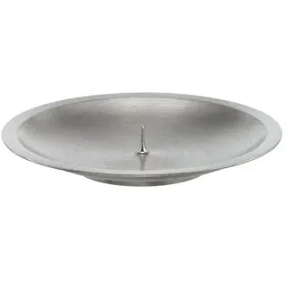 Piattino Kerzenteller mit Dorn, Dekoteller Messing matt vernickelt silber für Kerzen Ø 8 cm