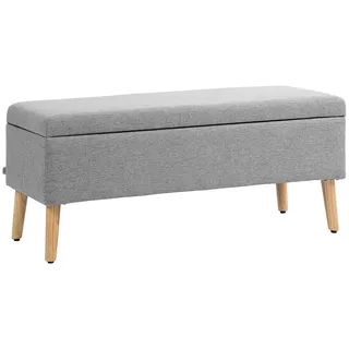 HOMCOM Sitzbank Polsterbank mit Stauraum scandinavia Polyester Holz Grau
