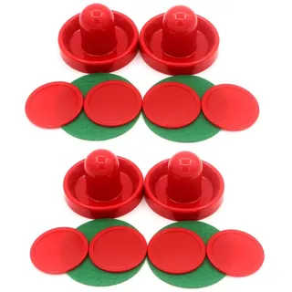 YdseozOA 4-teiliges 96-mm-Tischhockey-Set, 4 Airhockey-Schieber, Torwart-Eisschieber, Pucks mit 4 Flanell-8 Pucks – Rot